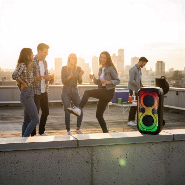 Blaupunkt Party Box високоговорител, LED осветление, Bluetooth, USB и AUX, FM радио, караоке функция, дистанционно управление, живот на батерията до 18 часа, PB60X