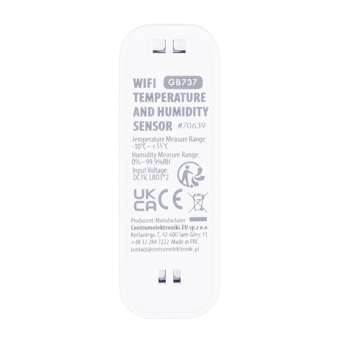 WiFi сензор за температура и влажност GreenBlue, Android/iOS/Alexa/Google Home, 3,0 V DC, LR03x2, GB737