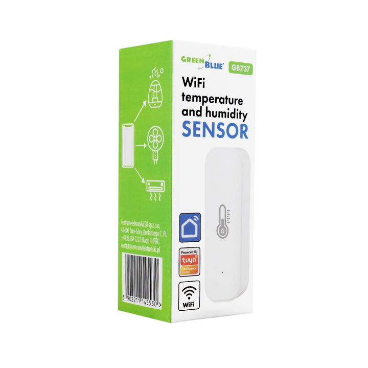 WiFi сензор за температура и влажност GreenBlue, Android/iOS/Alexa/Google Home, 3,0 V DC, LR03x2, GB737