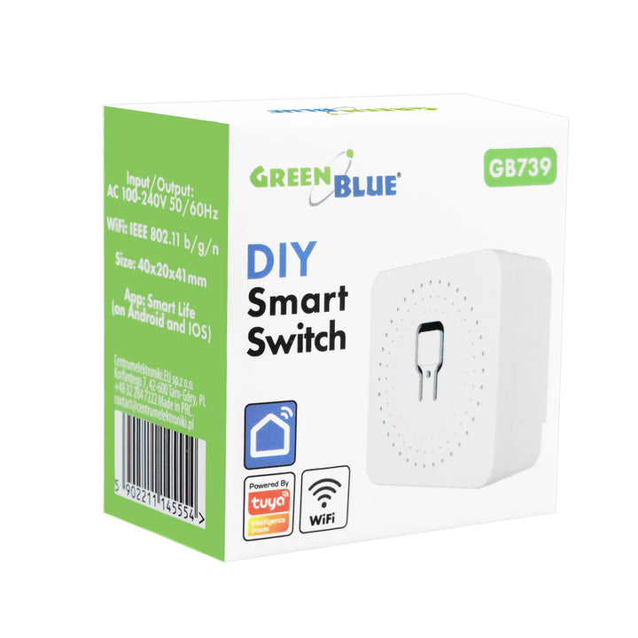 Вграден WiFi предавател GreenBlue, Android/iOS/Alexa/Google Home, 100–240 V променливо напрежение, 50/60 Hz, макс. 16 A, за LED 150 W, GB739