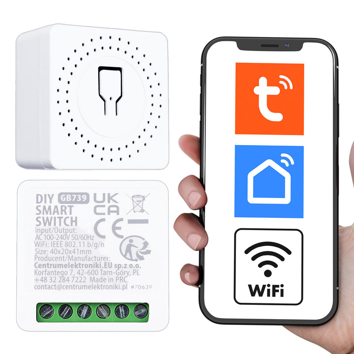 Вграден WiFi предавател GreenBlue, Android/iOS/Alexa/Google Home, 100–240 V променливо напрежение, 50/60 Hz, макс. 16 A, за LED 150 W, GB739