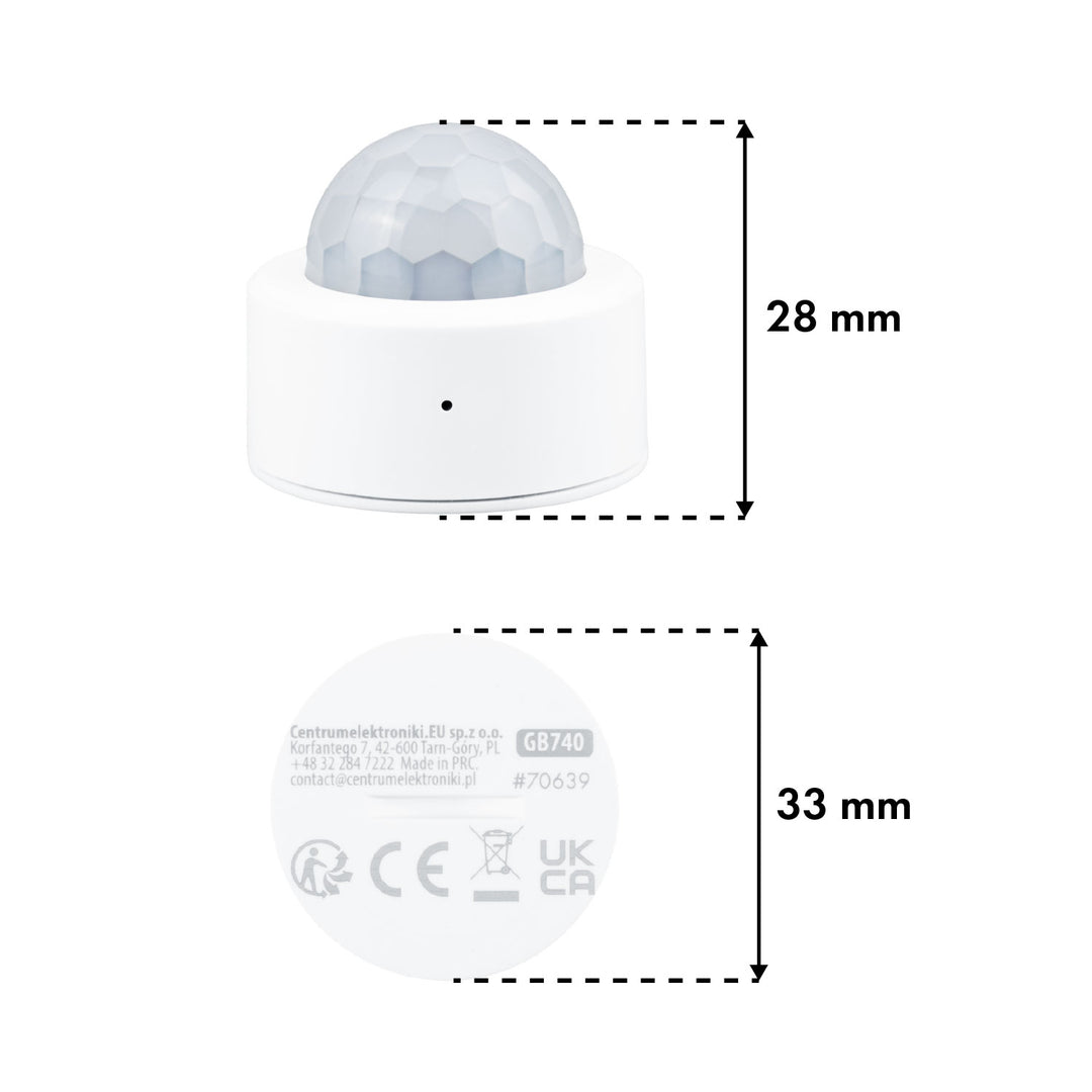 Безжичен датчик за движение Zigbee Tuya GreenBlue, Android/iOS, CR2450 DC 3,0 V, ъгъл на засичане 120° / до 8 м, GB740