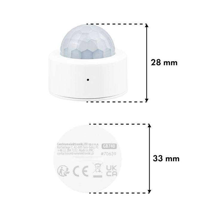 Безжичен датчик за движение Zigbee Tuya GreenBlue, Android/iOS, CR2450 DC 3,0 V, ъгъл на засичане 120° / до 8 м, GB740