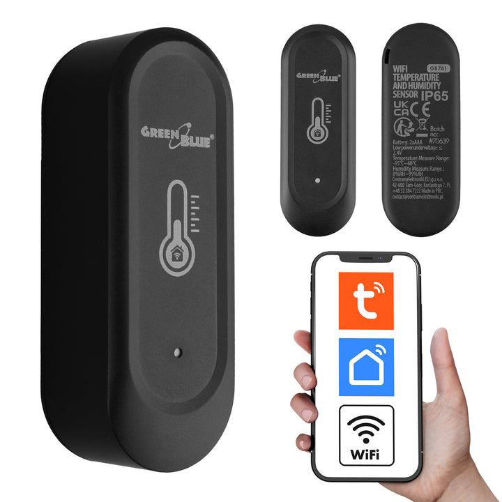 Външен WiFi сензор за температура и влажност GreenBlue, Android/iOS, 3,0 V DC, LR03x2, IP65, GB741