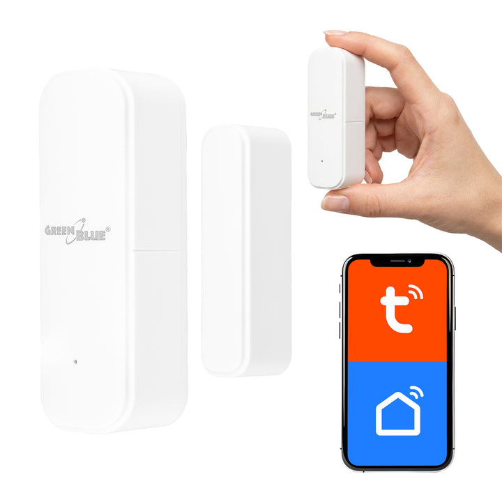 Безжичен релеен датчик / датчик за отваряне WiFi GreenBlue, Android/iOS, за врати / прозорци, 3,0 V DC, LR03x2, GB479 W