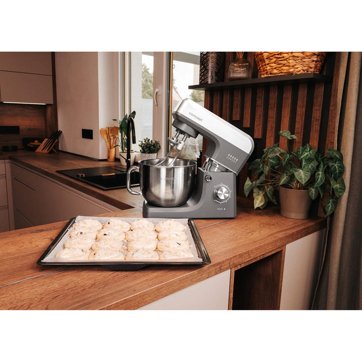 Кухненски робот с планетарна система Concept Dough Expert, мощност 1900 W, двойна кука, функция за загряване на купата, 6 различни скорости, RM6010