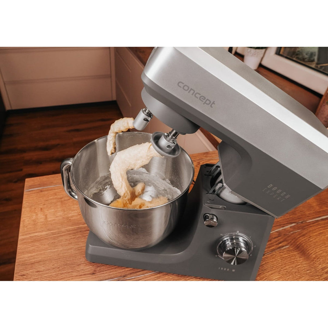 Кухненски робот с планетарна система Concept Dough Expert, мощност 1900 W, двойна кука, функция за загряване на купата, 6 различни скорости, RM6010