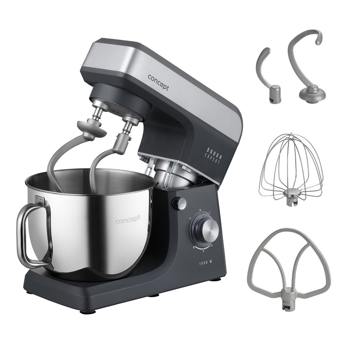 Кухненски робот с планетарна система Concept Dough Expert, мощност 1900 W, двойна кука, функция за загряване на купата, 6 различни скорости, RM6010