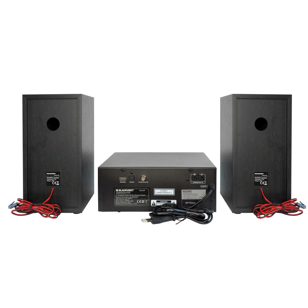 Микросистема Blaupunkt, мощност 150 W, FM радио, AUX гнездо и USB порт, Bluetooth, HDMI вход, часовник с аларма, LED дисплей, черен цвят, MS30.02BT