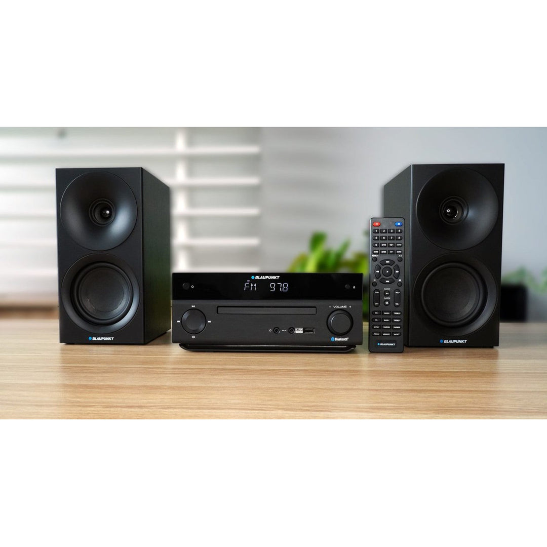 Микросистема Blaupunkt, мощност 150 W, FM радио, AUX гнездо и USB порт, Bluetooth, HDMI вход, часовник с аларма, LED дисплей, черен цвят, MS30.02BT