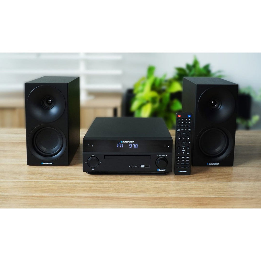 Микросистема Blaupunkt, мощност 150 W, FM радио, AUX гнездо и USB порт, Bluetooth, HDMI вход, часовник с аларма, LED дисплей, черен цвят, MS30.02BT