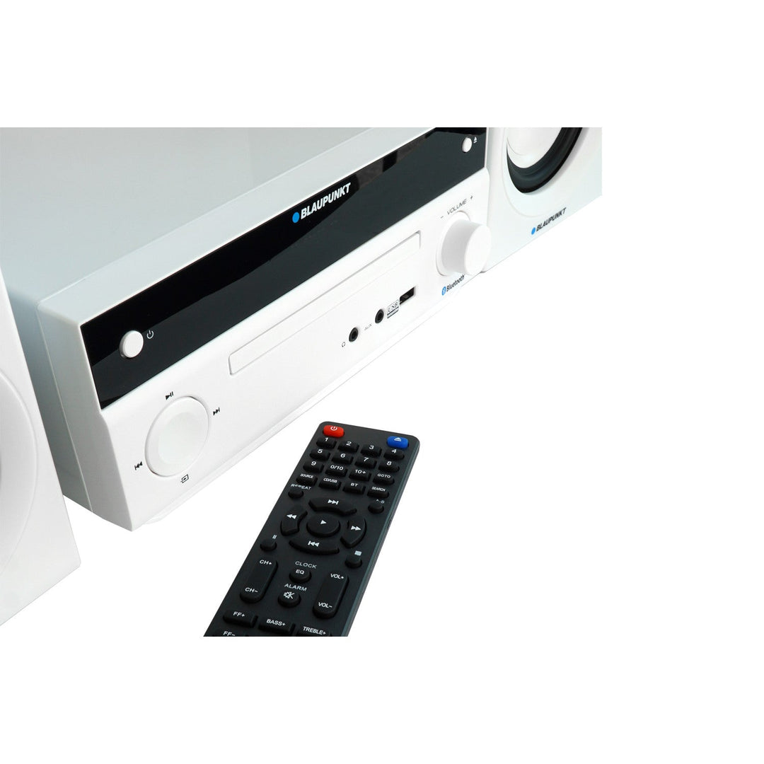 Микросистема Blaupunkt, мощност 150 W, FM радио, AUX гнездо и USB порт, Bluetooth, HDMI вход, часовник с аларма, LED дисплей, бял цвят, MS30.02BT