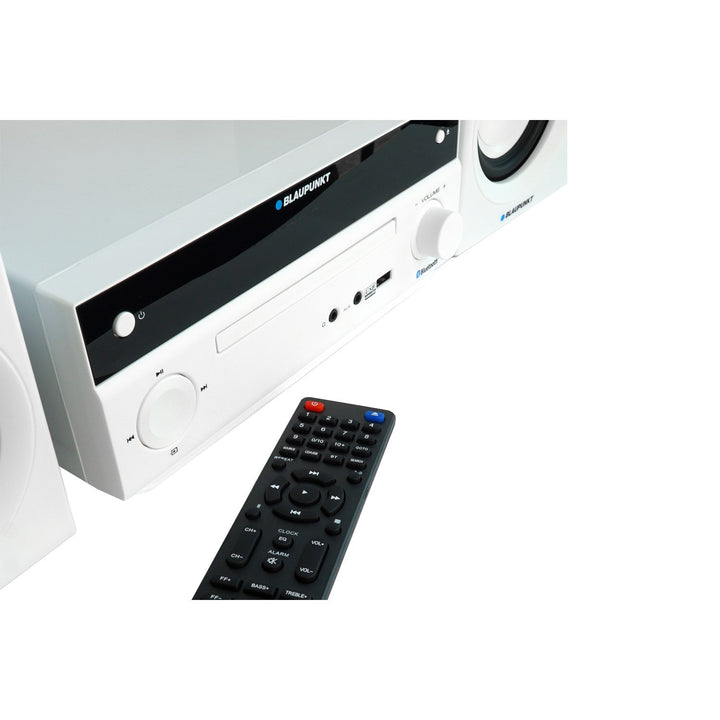 Микросистема Blaupunkt, мощност 150 W, FM радио, AUX гнездо и USB порт, Bluetooth, HDMI вход, часовник с аларма, LED дисплей, бял цвят, MS30.02BT