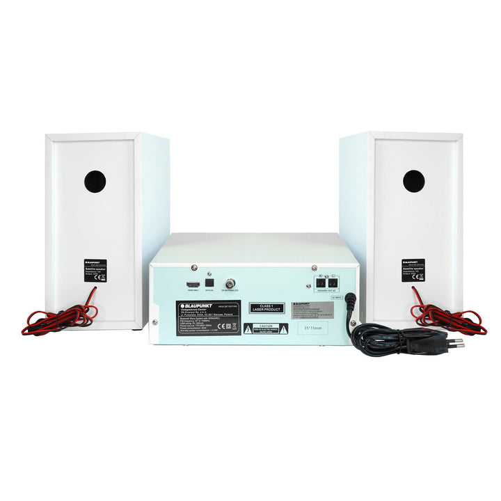 Микросистема Blaupunkt, мощност 150 W, FM радио, AUX гнездо и USB порт, Bluetooth, HDMI вход, часовник с аларма, LED дисплей, бял цвят, MS30.02BT