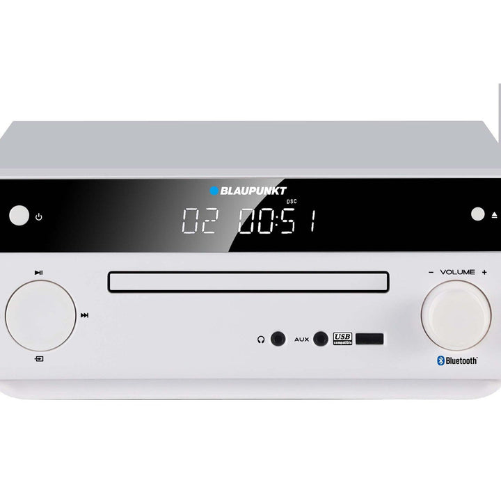 Микросистема Blaupunkt, мощност 150 W, FM радио, AUX гнездо и USB порт, Bluetooth, HDMI вход, часовник с аларма, LED дисплей, бял цвят, MS30.02BT