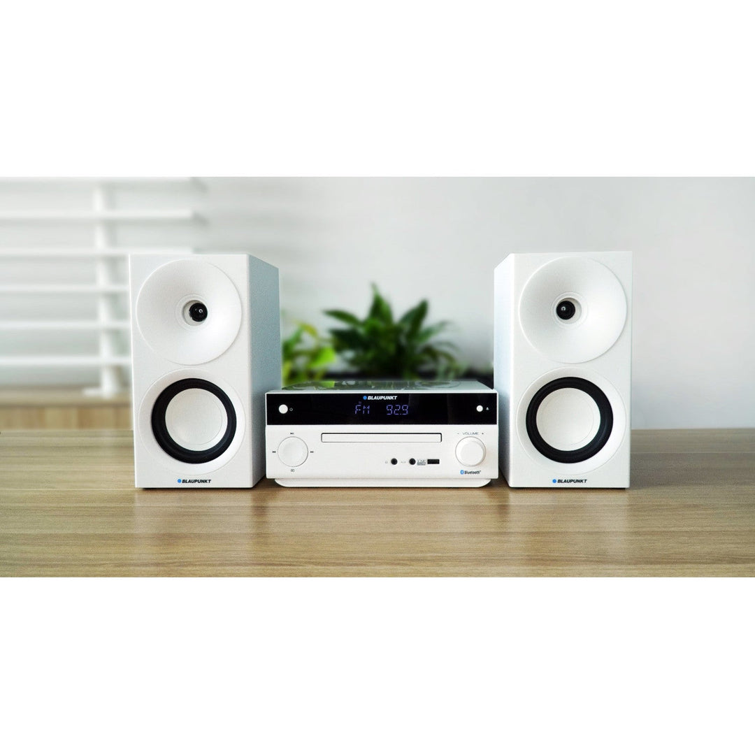 Микросистема Blaupunkt, мощност 150 W, FM радио, AUX гнездо и USB порт, Bluetooth, HDMI вход, часовник с аларма, LED дисплей, бял цвят, MS30.02BT