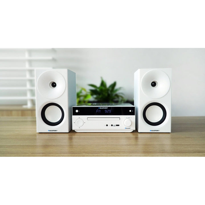 Микросистема Blaupunkt, мощност 150 W, FM радио, AUX гнездо и USB порт, Bluetooth, HDMI вход, часовник с аларма, LED дисплей, бял цвят, MS30.02BT