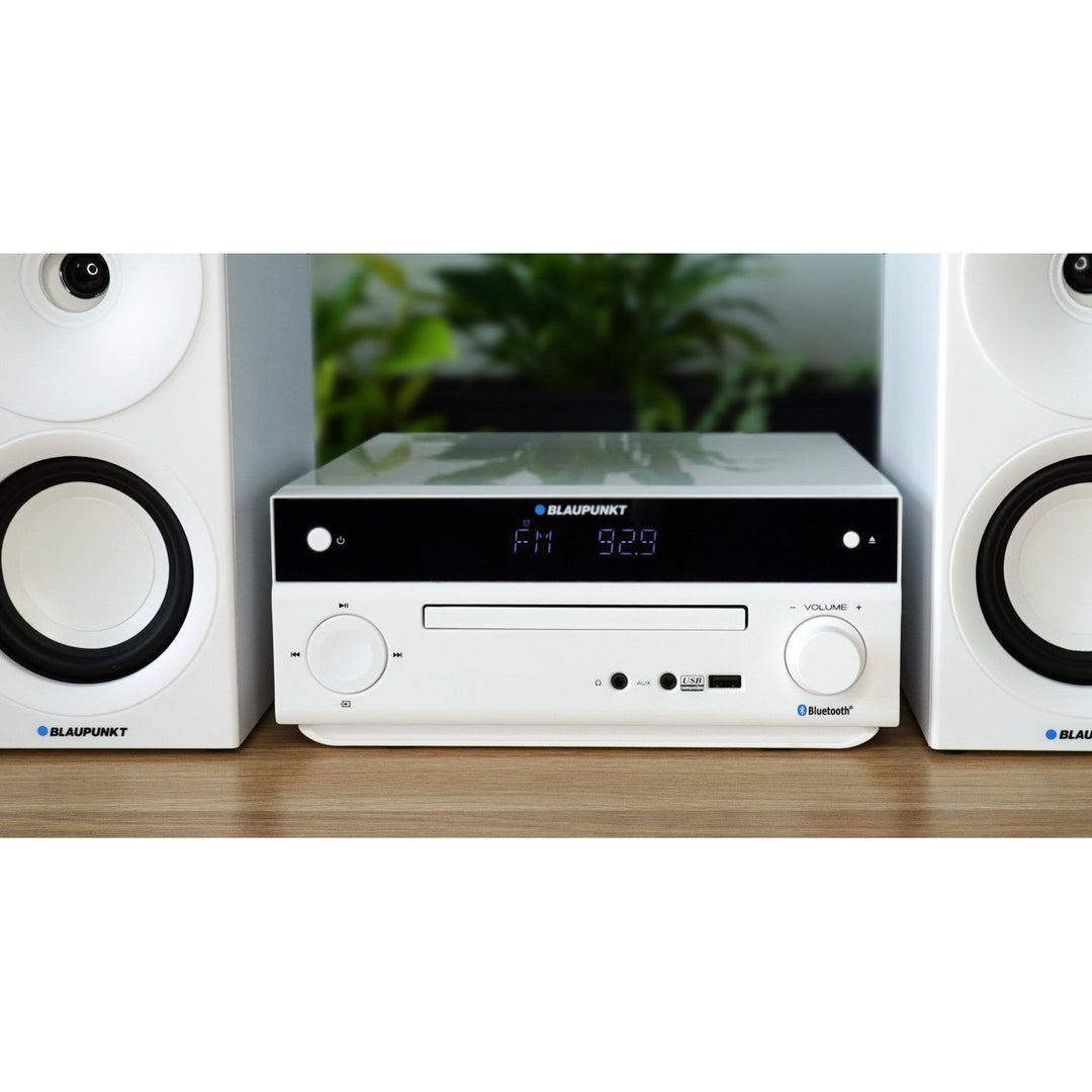 Микросистема Blaupunkt, мощност 150 W, FM радио, AUX гнездо и USB порт, Bluetooth, HDMI вход, часовник с аларма, LED дисплей, бял цвят, MS30.02BT