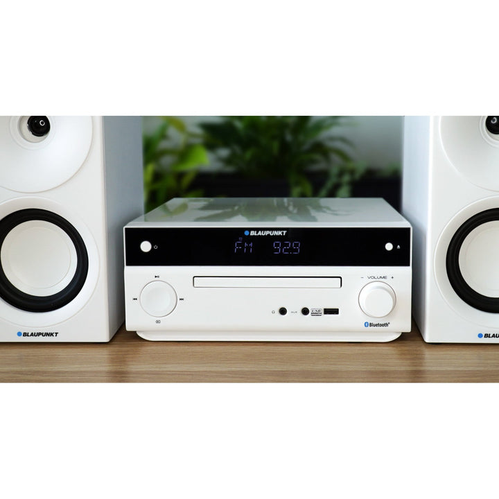 Микросистема Blaupunkt, мощност 150 W, FM радио, AUX гнездо и USB порт, Bluetooth, HDMI вход, часовник с аларма, LED дисплей, бял цвят, MS30.02BT