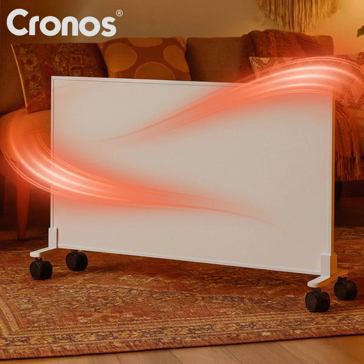 Инфрачервен нагревател Cronos, 800 W, идеален за хора с алергии, матова повърхност, ултратънък, вграден термостат и дистанционно управление чрез телефон или дистанционно управление, Carbon P800 TWP