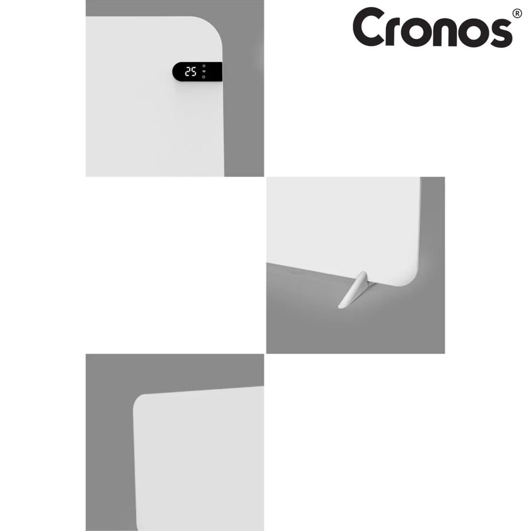 Електрически нагревател Cronos, бял, мощност 450 W, отоплява помещения до 14 м², вграден термостат, дистанционно управление, функция за откриване на отворен прозорец, включени крачета, WFH-450TW