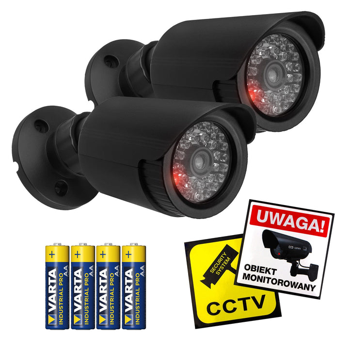 Комплект от две фалшиви тръбни камери, IR LED диоди, черни, 2xAA захранване (включено), ABS, IR1800 BT