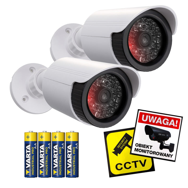 Комплект от две фалшиви тръбни камери, IR LED диоди, бели, 2xAA захранване (включено), ABS, IR1800 WT