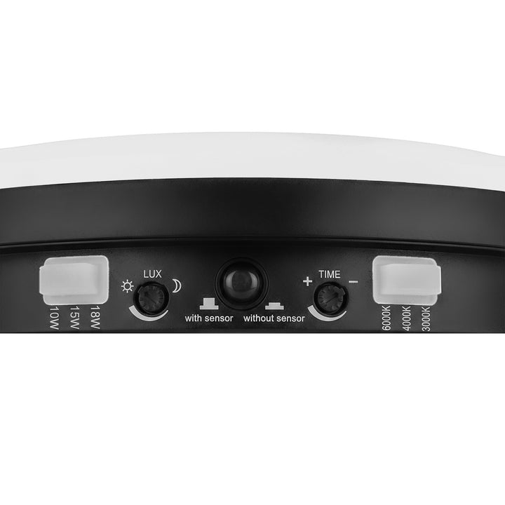LED лампа с датчик за движение Maclean, PIR датчик, черна, 10 W/15 W/18 W, IP65, възможност за промяна на цветовата температура 3000/4000/6000 K, MCE535 B