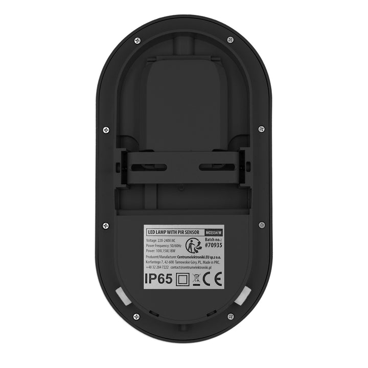 LED лампа с датчик за движение Maclean, PIR датчик, черна, 10 W/15/18 W, IP65, възможност за промяна на цветовата температура 3000/4000/6000 K, MCE534 B