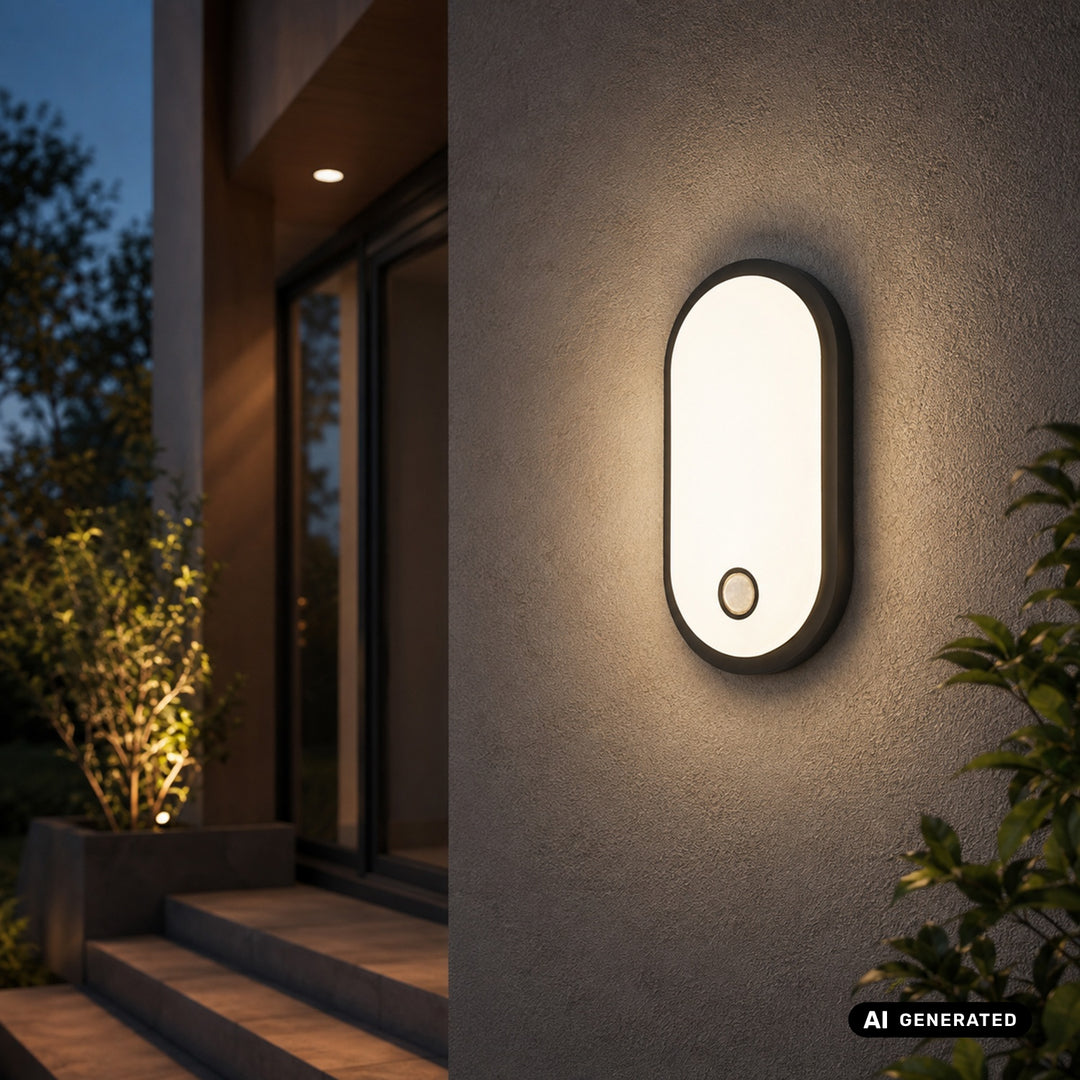 LED лампа с датчик за движение Maclean, PIR датчик, черна, 10 W/15/18 W, IP65, възможност за промяна на цветовата температура 3000/4000/6000 K, MCE534 B