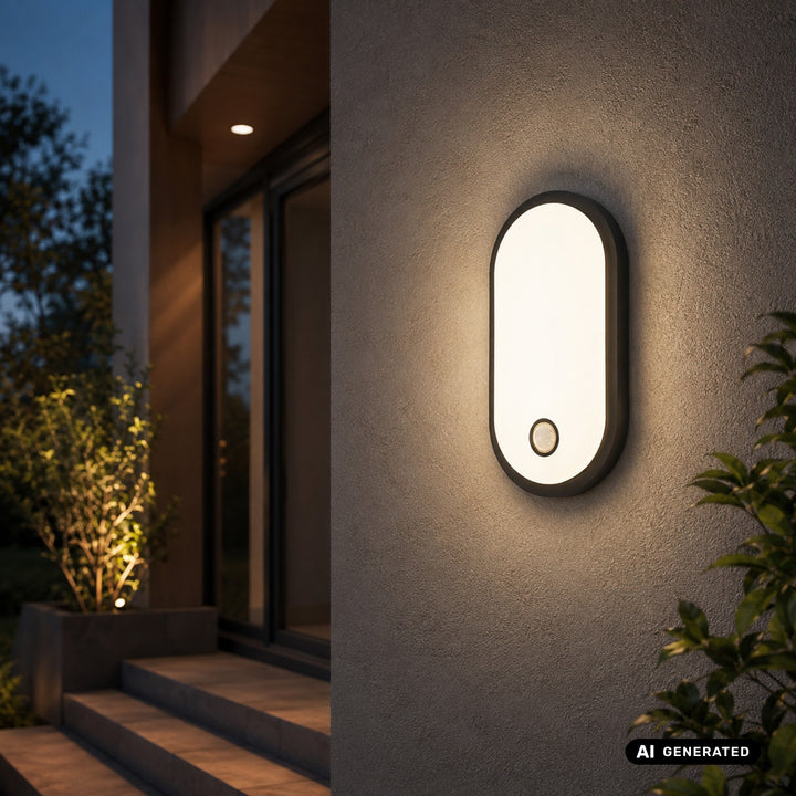 LED лампа с датчик за движение Maclean, PIR датчик, черна, 10 W/15/18 W, IP65, възможност за промяна на цветовата температура 3000/4000/6000 K, MCE534 B