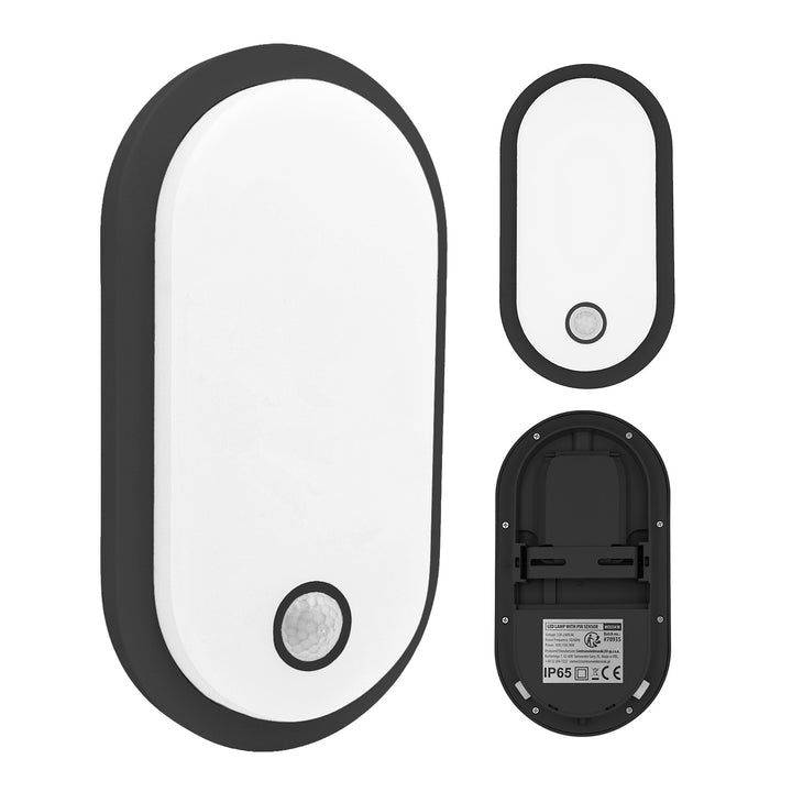 LED лампа с датчик за движение Maclean, PIR датчик, черна, 10 W/15/18 W, IP65, възможност за промяна на цветовата температура 3000/4000/6000 K, MCE534 B