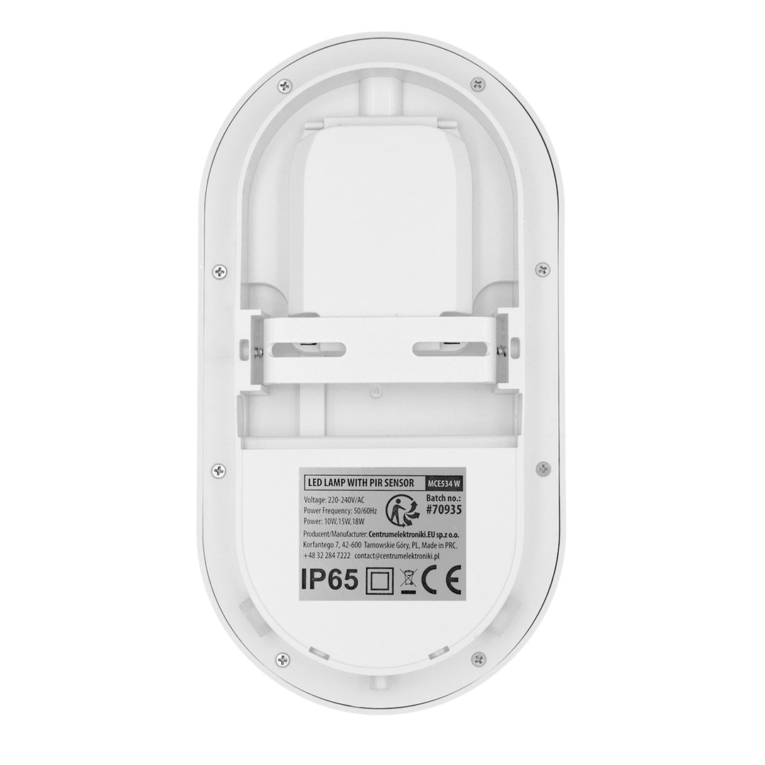 LED лампа с датчик за движение Maclean, PIR датчик, бяла, 10 W/15/18 W, IP65, възможност за промяна на цветовата температура 3000/4000/6000 K, MCE534 W