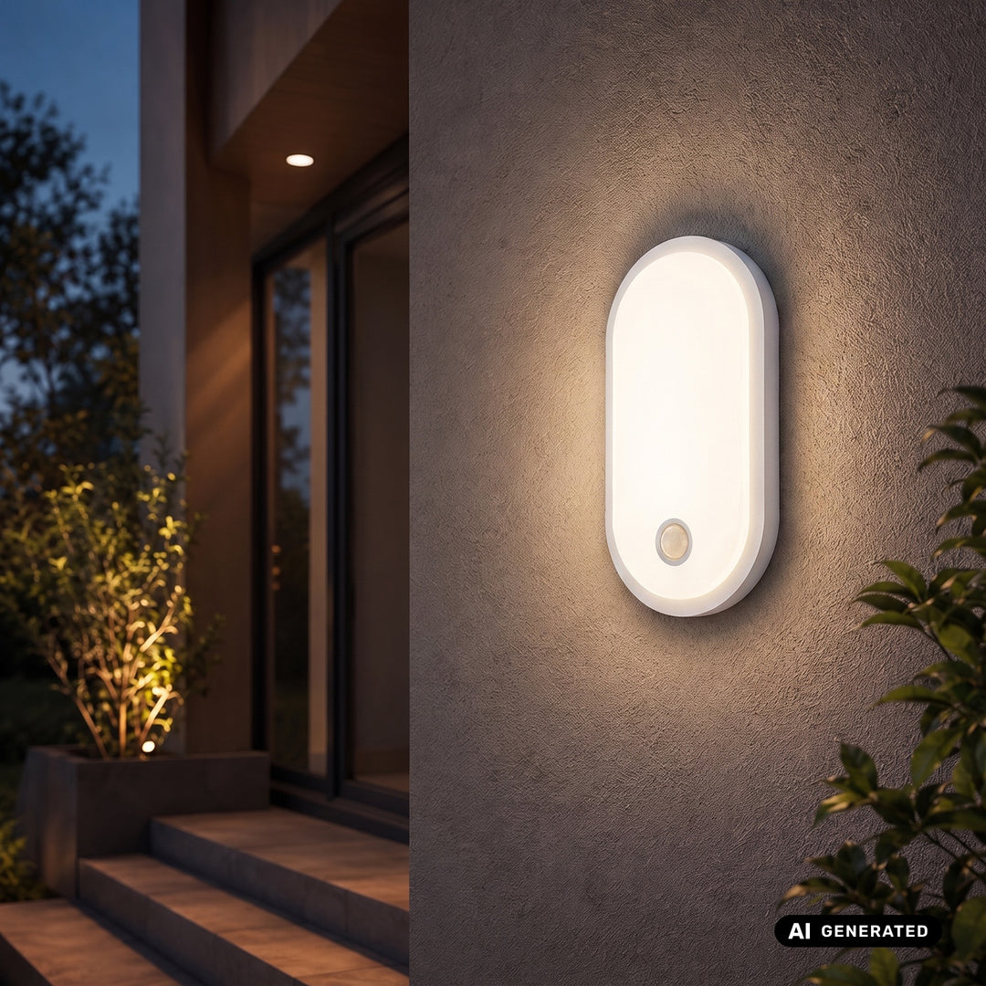 LED лампа с датчик за движение Maclean, PIR датчик, бяла, 10 W/15/18 W, IP65, възможност за промяна на цветовата температура 3000/4000/6000 K, MCE534 W
