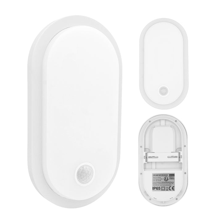LED лампа с датчик за движение Maclean, PIR датчик, бяла, 10 W/15/18 W, IP65, възможност за промяна на цветовата температура 3000/4000/6000 K, MCE534 W