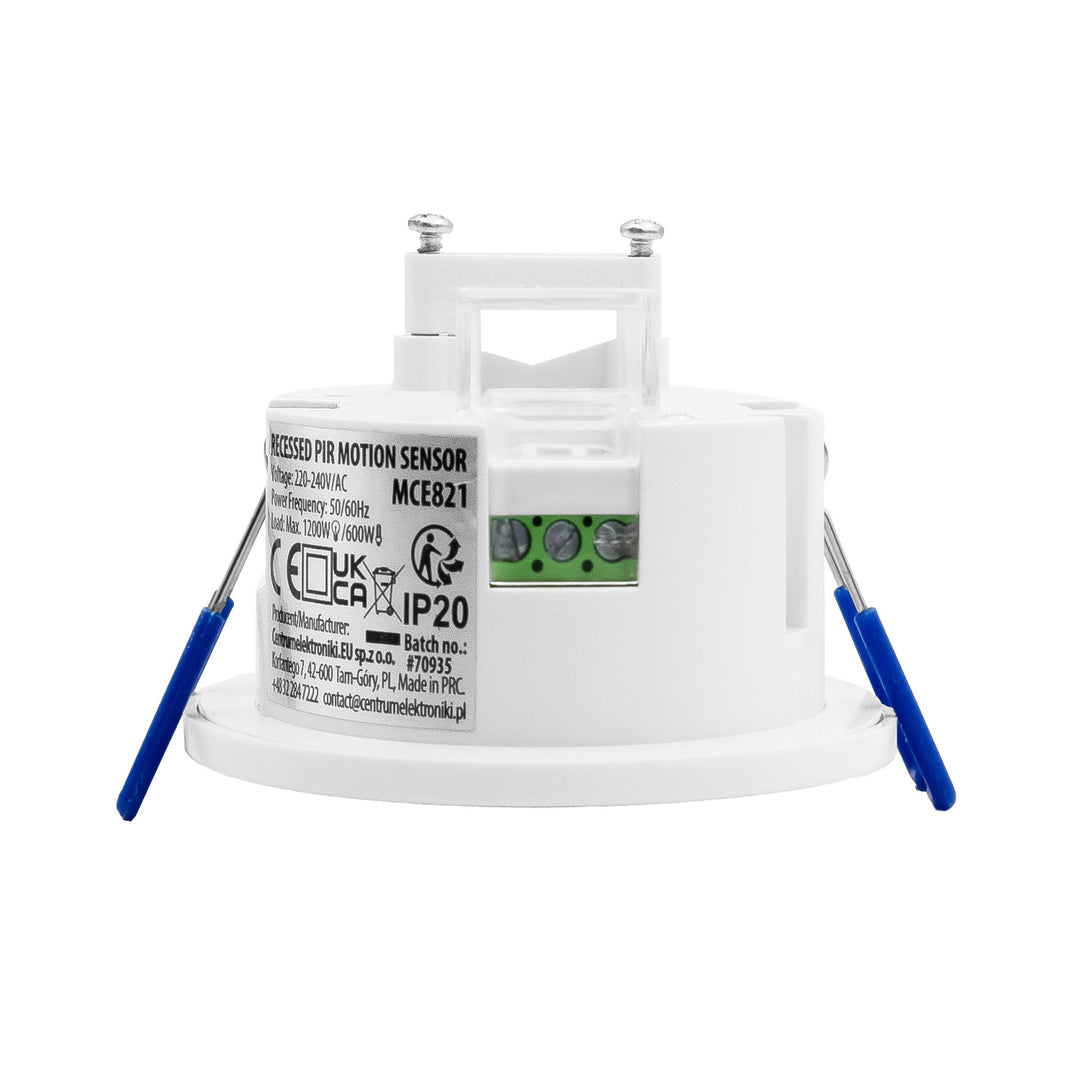 PIR датчик за движение Maclean, за вграждане, обхват 8 м, 600 W/1200 W, 220–240 V променливо напрежение, 50/60 Hz, MCE821