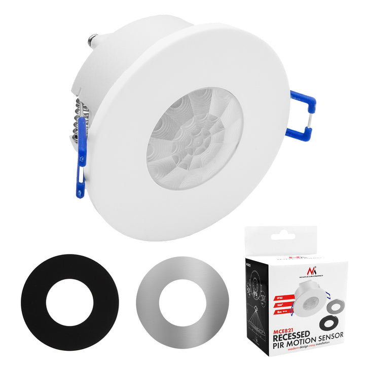 PIR датчик за движение Maclean, за вграждане, обхват 8 м, 600 W/1200 W, 220–240 V променливо напрежение, 50/60 Hz, MCE821