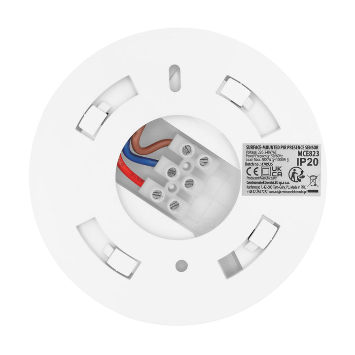 PIR датчик за присъствие Maclean, за монтаж върху стена, обхват 10x40 м, 1000 W/2000 W, 220–240 V AC, 50/60 Hz, MCE823