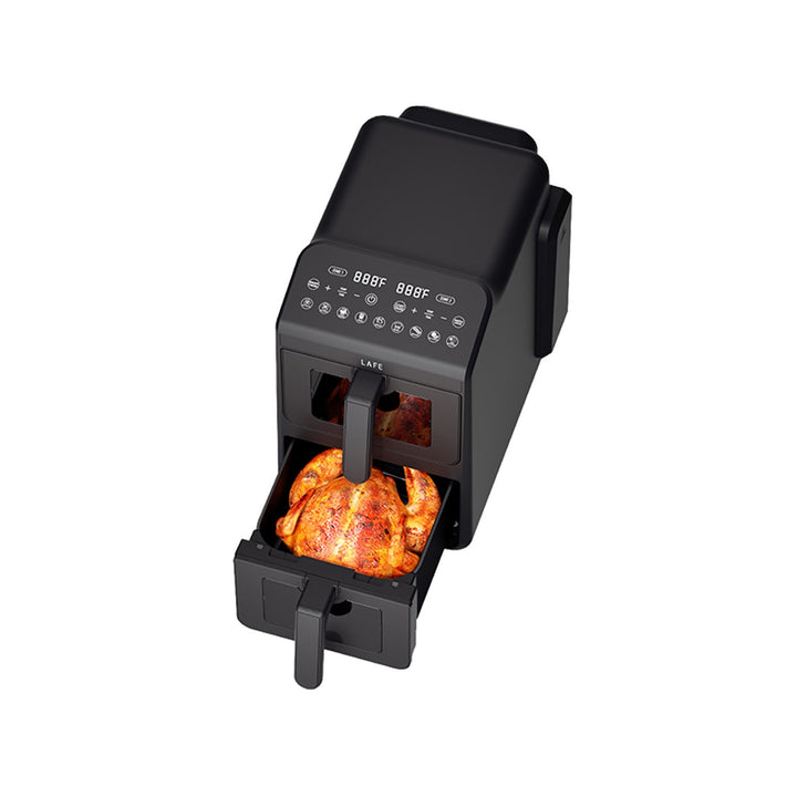 LAFE фритюрник без масло, фритюрник с въздух, 2 отделения, 5 л, мощност 2460 W, LCD дисплей, Dual Fry