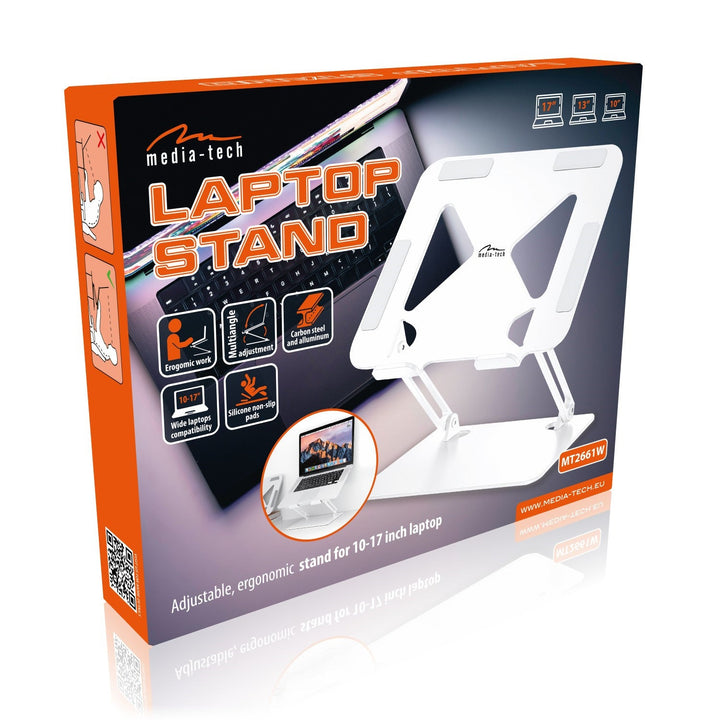 Регулируема, ергономична стойка за лаптопи с размер 10-17 инча LAPTOP STAND MT2661W, Mediatech