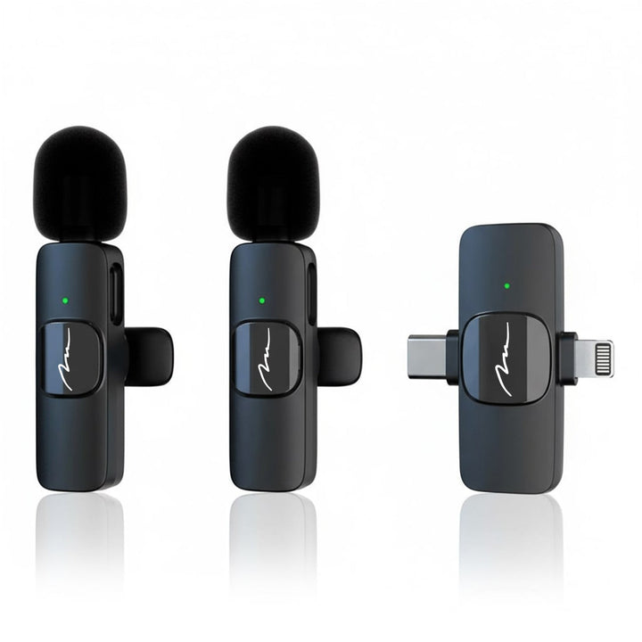 MICRO-MIC DUO – 2x безжичен микрофон за ревера (комплект), с клипс, iOS & Android (OTG), мини, суперчувствителен. USB-C & LIGHTNING, Mediatech