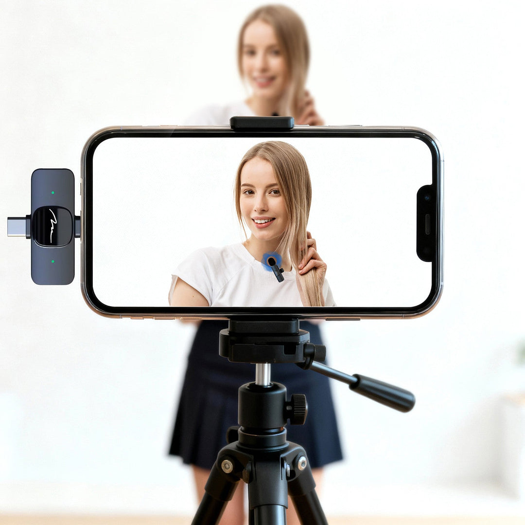 MICRO-MIC DUO – 2x безжичен микрофон за ревера (комплект), с клипс, iOS & Android (OTG), мини, суперчувствителен. USB-C & LIGHTNING, Mediatech