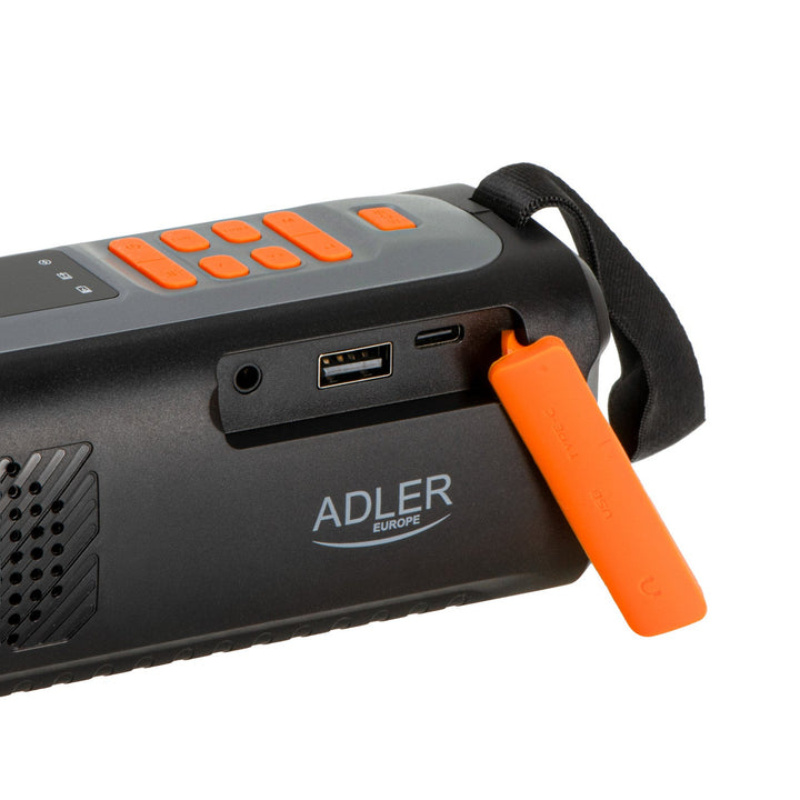 Аварийно радио Adler със соларен панел, ръчна манивела и power bank, Bluetooth 5.0, 4W LED фенер, 4500 mAh, AD 1920