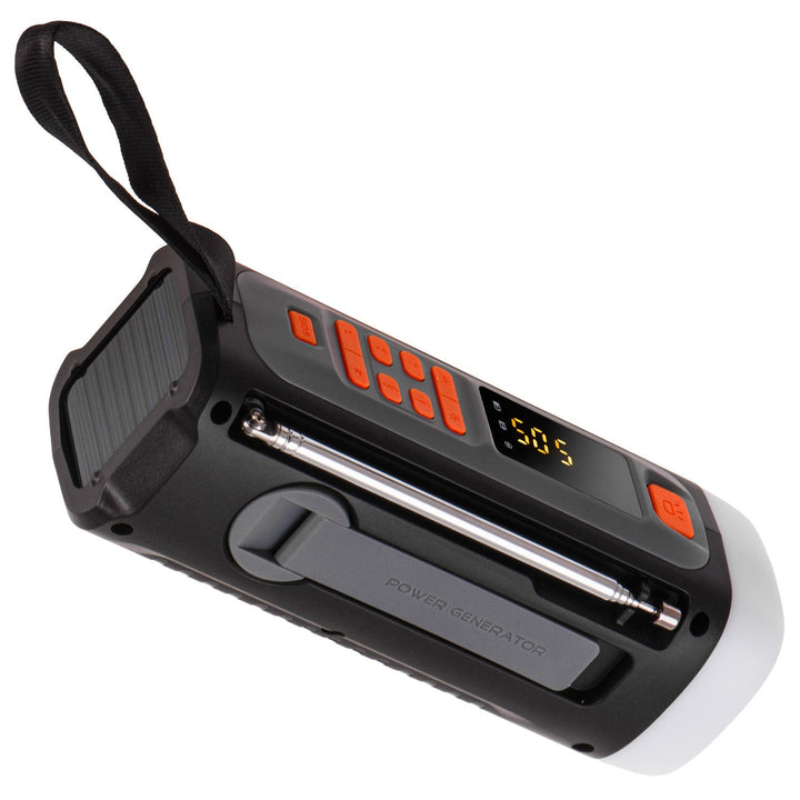 Аварийно радио Adler със соларен панел, ръчна манивела и power bank, Bluetooth 5.0, 4W LED фенер, 4500 mAh, AD 1920
