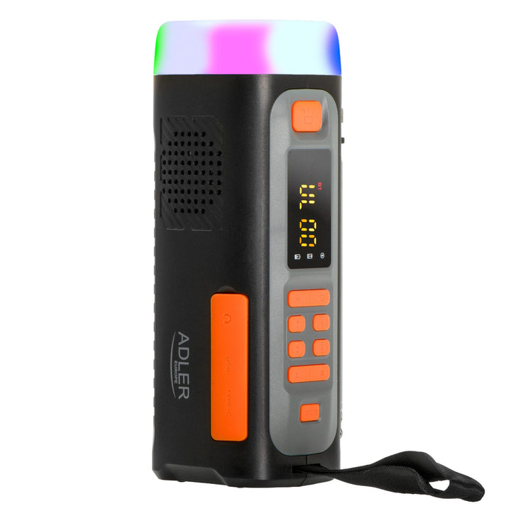 Аварийно радио Adler със соларен панел, ръчна манивела и power bank, Bluetooth 5.0, 4W LED фенер, 4500 mAh, AD 1920
