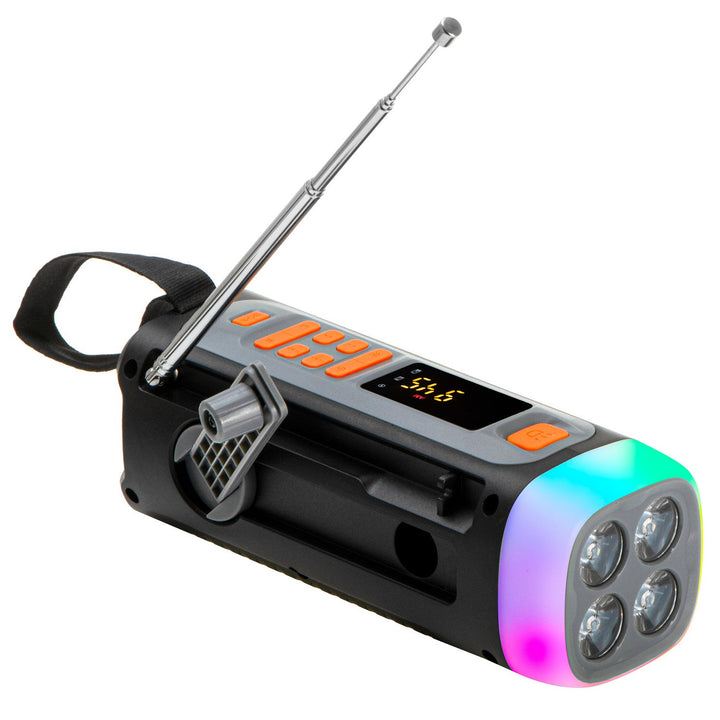 Аварийно радио Adler със соларен панел, ръчна манивела и power bank, Bluetooth 5.0, 4W LED фенер, 4500 mAh, AD 1920