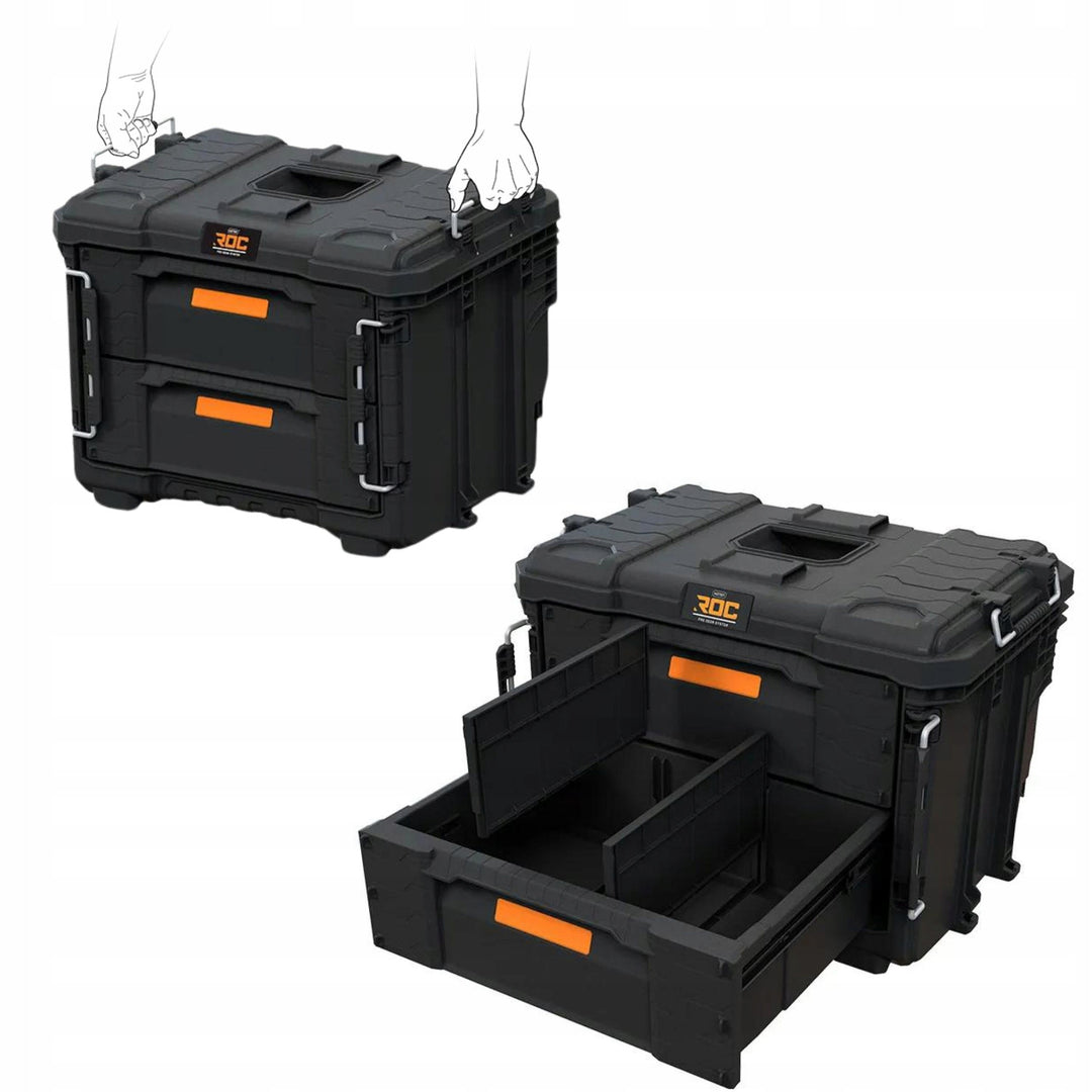 Кутия за инструменти XL Keter ROC Pro Gear 2.0, с две чекмеджета, включени прегради, място за катинар, предни закопчалки, 259841