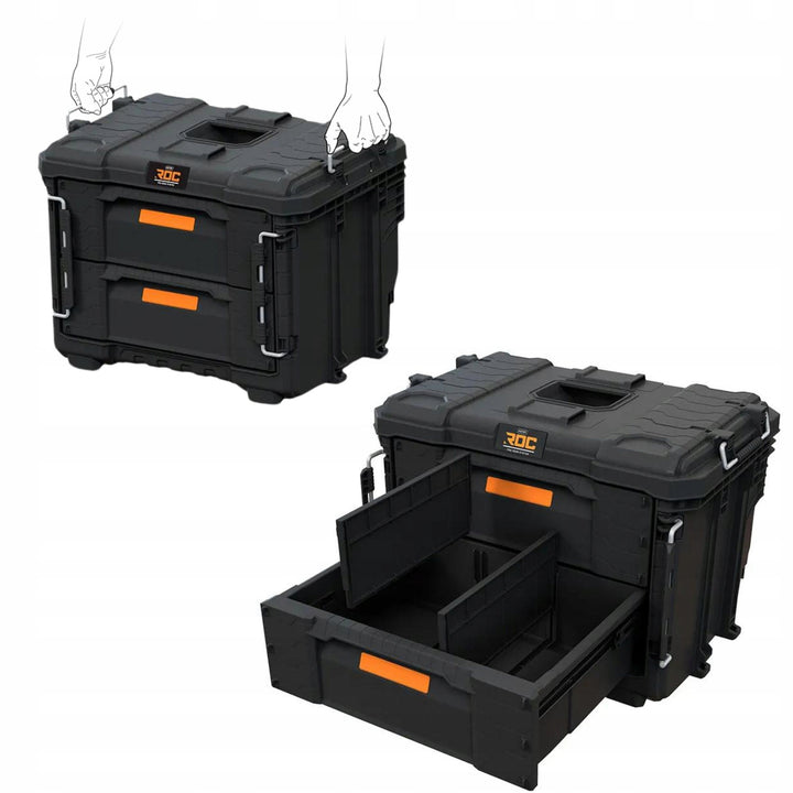 Кутия за инструменти XL Keter ROC Pro Gear 2.0, с две чекмеджета, включени прегради, място за катинар, предни закопчалки, 259841