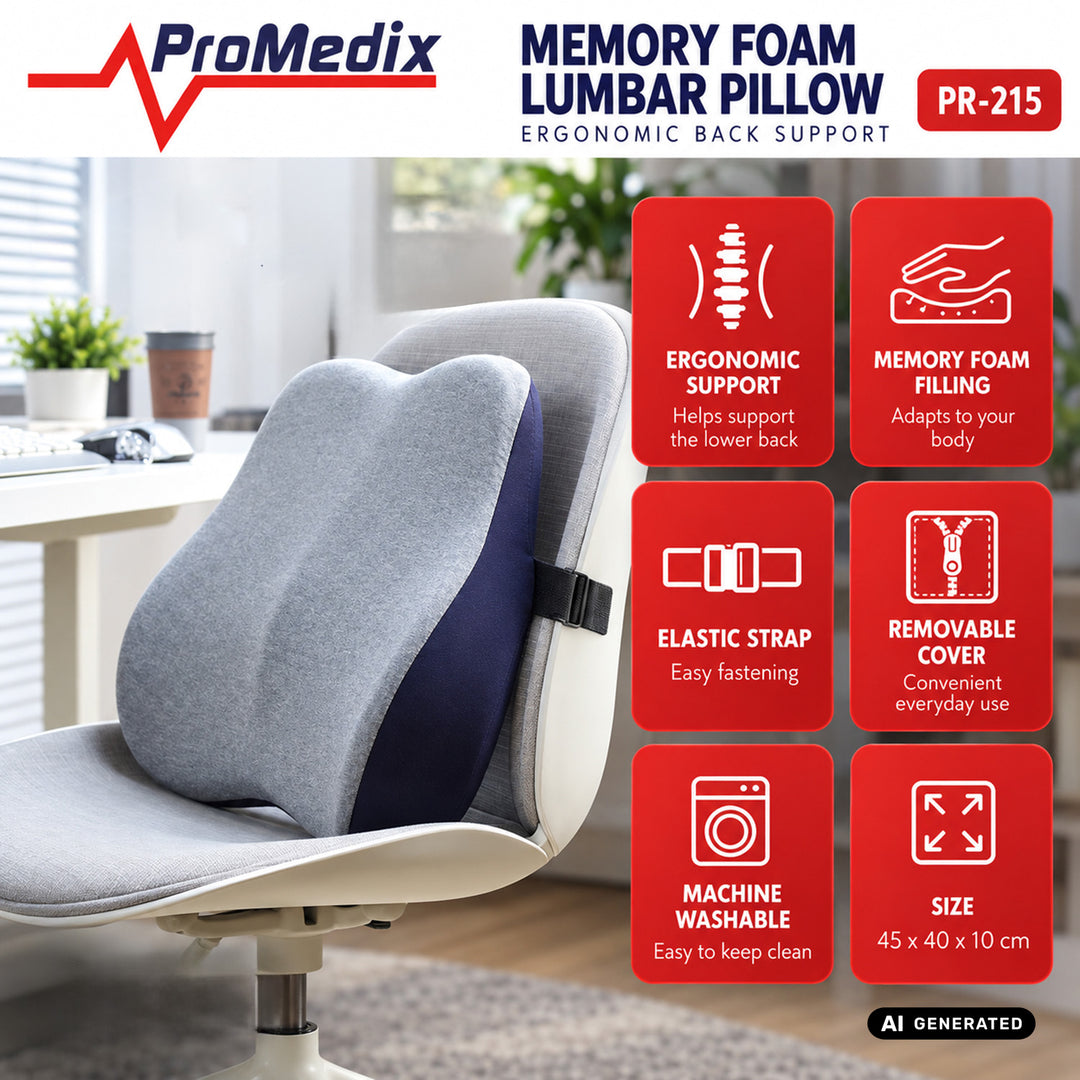 Лумбална възглавница от пяна с памет на формата Promedix, 45x40x10 см, PR-215