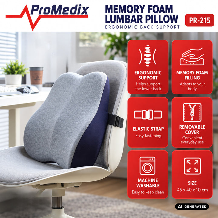 Лумбална възглавница от пяна с памет на формата Promedix, 45x40x10 см, PR-215